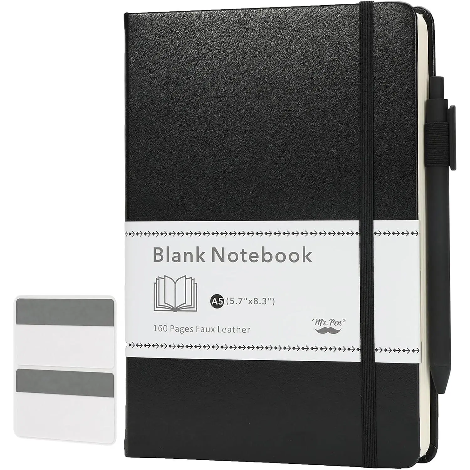 - Blank Journal Notebook, A5 (5.7"x8.3"), 160 Pages, Black