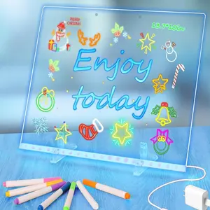 Acrylic LED Drawing Board for Kids, Acrylic Dry Erase Light-Up Drawing Board with Stand, Markers & Wipes, Erasable Reusable Board for Kids Learning, Ideal Gift for Birthday