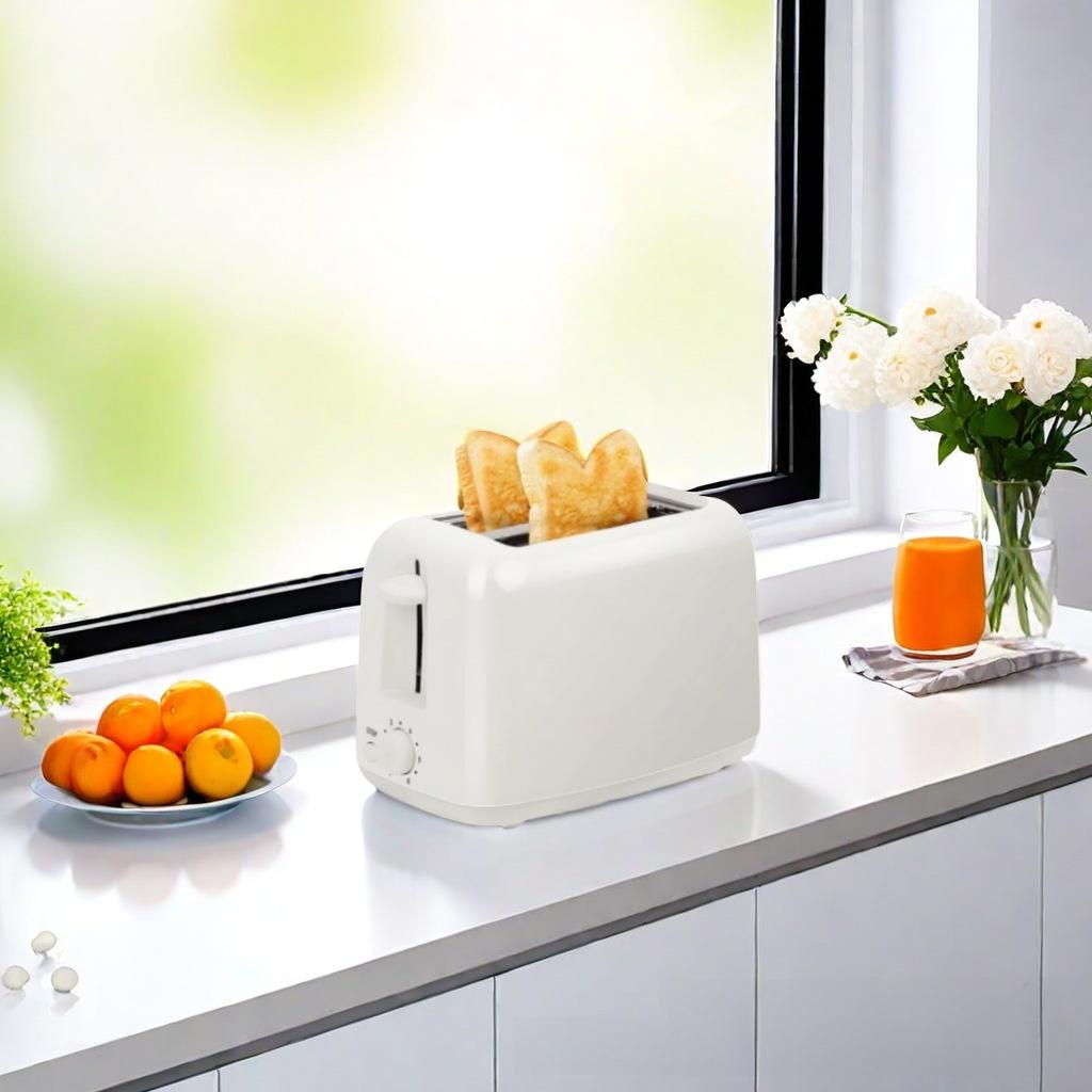Fully Automatic Bread Toaster Slicer - Rubber & Polycarbonate Household Kitchen Appliance, Stable, Even Bake, Space-Saving Compact Structure, Easy Adjustment Functions, Variable Browning Control, 235x130x166mm, for Breakfast Sandwich Making, A-110V - Us S