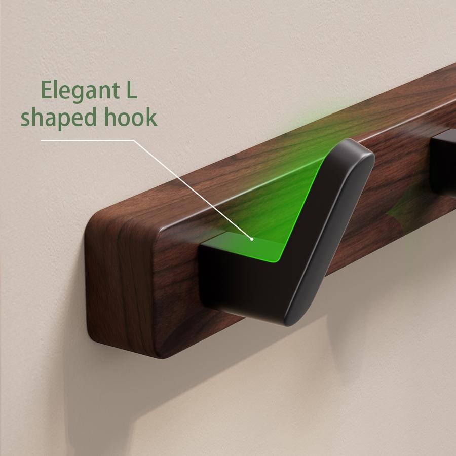 Walnut Wood Door Back Hook, Large Clothes Backpack Hat Bag Holder, Wall Mounted Fixed Bathroom Hanger, Entryway Hanging Rack