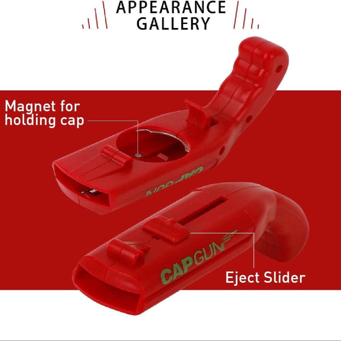bottle cap shooting gun - Fun bottle opener tool launches bottle caps for parties, barbecues, and bar games