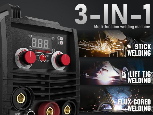 YesWelder FLUX-135MINI 135A 110V Gasless MIG Welder | 3-in-1 Flux Core/Lift TIG/Stick Inverter Welding Machine with Synergic Control YesWelder FLUX-135MINI 135A 110V Gasless MIG Welder | 3-in-1 Flux Core/Lift TIG/Stick Inverter Welding Machine with Synergic Control