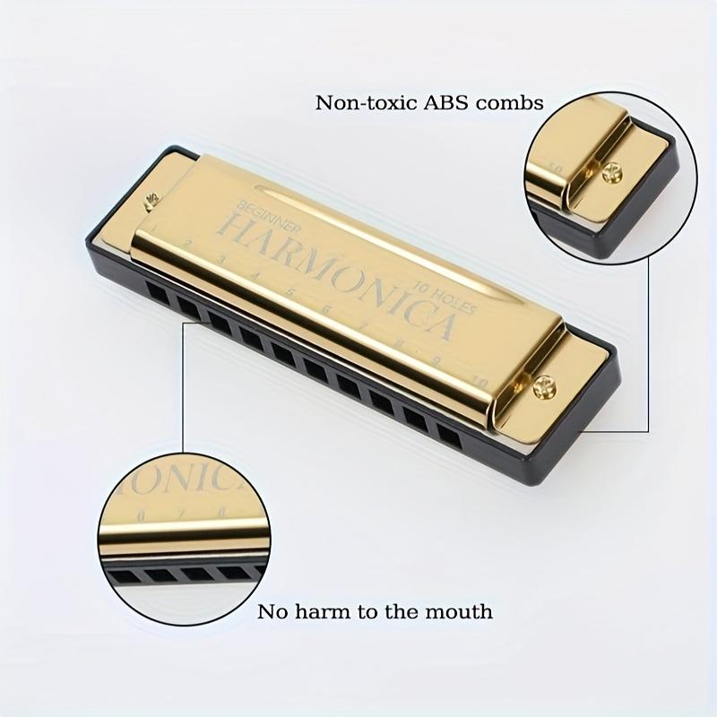 Beginner Harmonica - 10-Hole C Key Professional Blues Harmonica, Comes with a Harmonica Case, Cleaning Cloth, And Manual, Perfect for Beginners, Adults, And Professionals As a Joyful Gift for Eid