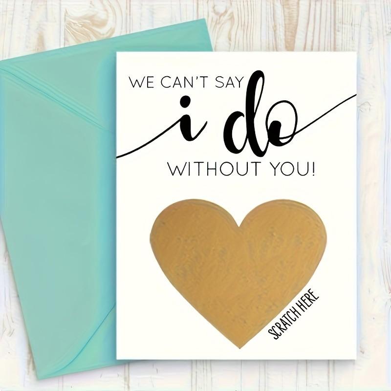 4 Wedding Proposal Scratch Cards, Creative Bridal Party Invitation Gifts, Personalized 'will You Marry Us?' Card, Unique Engagement Surprise