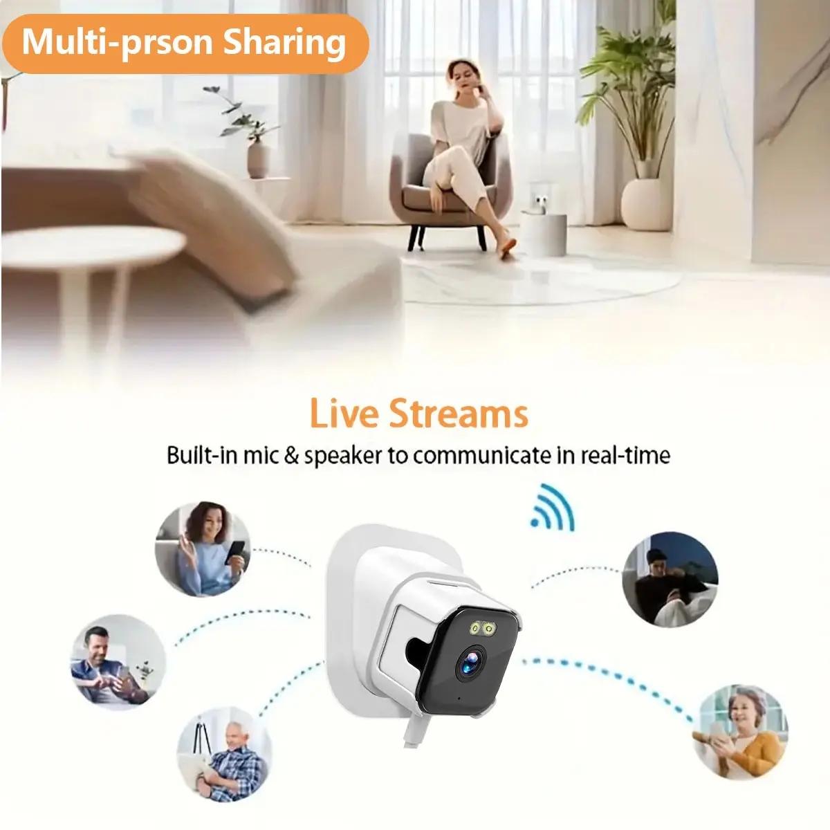 2K Window Camera, Indoor Camera，5G & 2.4GHz WiFi Indoor Dome Camera for Home Security with Full Color Night Vision, Human/Motion Detection, 2-Way Audio, 24/7 Recording