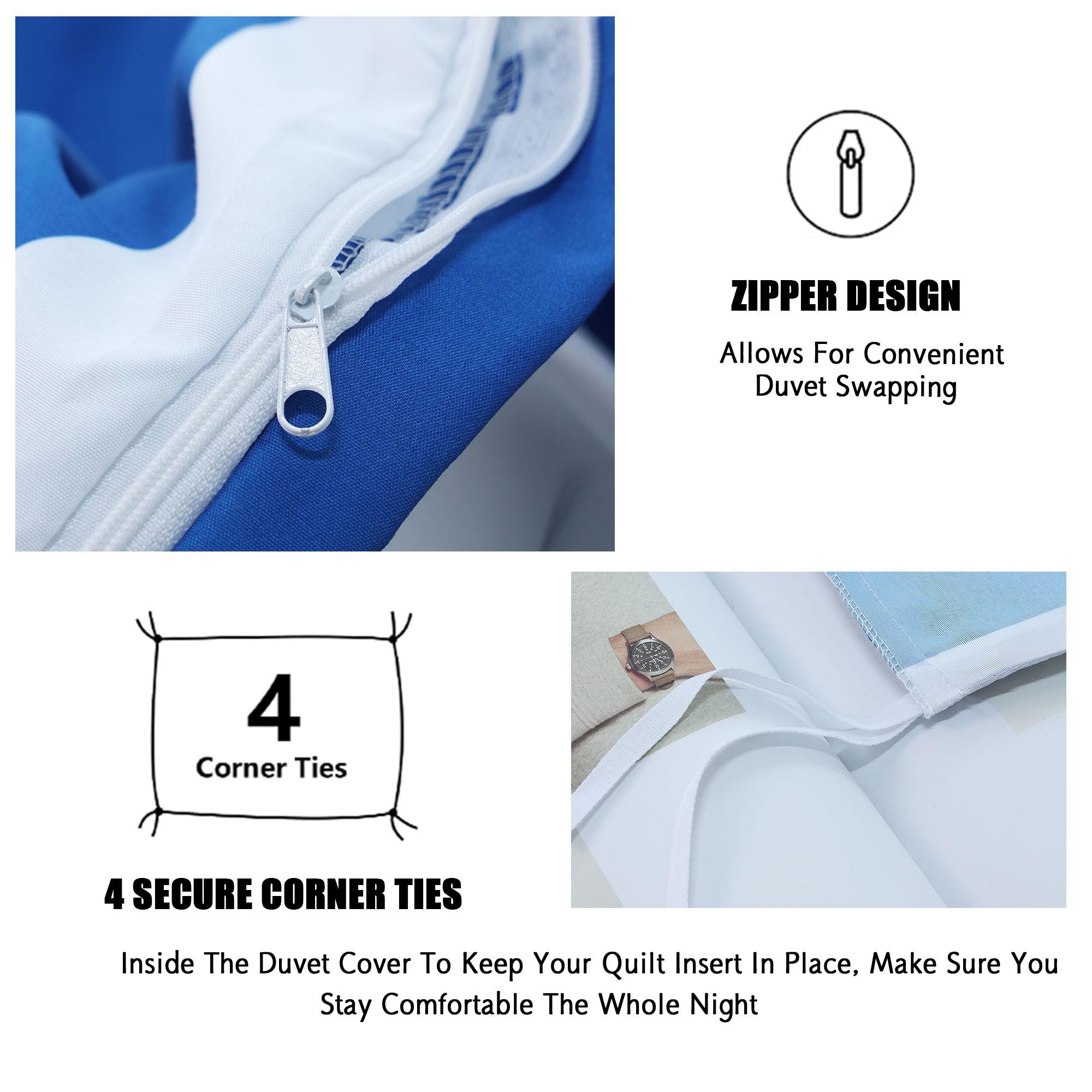 Modern minimalist blue & white plaid geometric bedding set, 3-piece set includes 1 duvet cover and 2 pillowcases, without inserts.Easy to remove, durable, perfect for bedroom decoration, soft and comfortable.