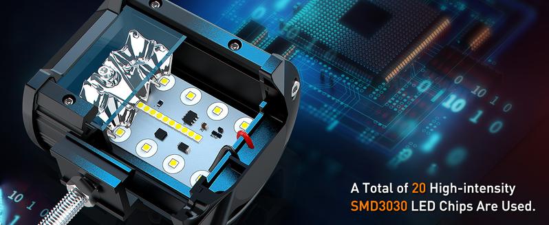 NAOEVO 4 Inch LED Pod Lights, Spot Flood LED Fog/Driving/Off Road Lights with 2 Leads Wiring Harness, Cube Pods for Truck Boat ATV UTV, 2 Pcs (White) NAOEVO 4 Inch LED Pod Lights, Spot Flood LED Fog/Driving/Off Road Lights with 2 Leads Wiring Harness, Cube Pods for Truck Boat ATV UTV, 2 Pcs (White)