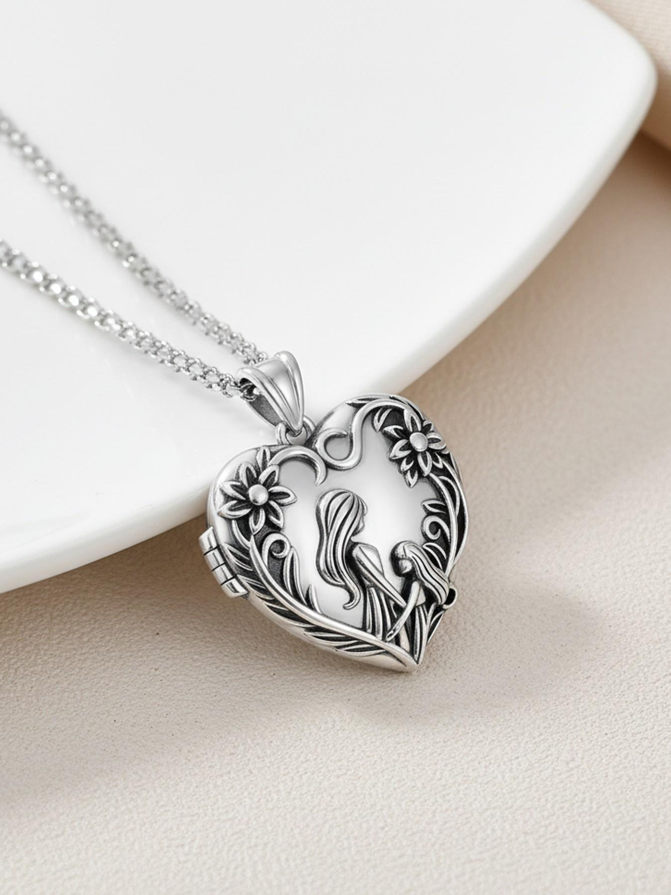Personalized Mom and Daughter Heart Box Necklace, Customizable Photo Jewelry Gift Set, Mother's Day Christmas Birthday Present