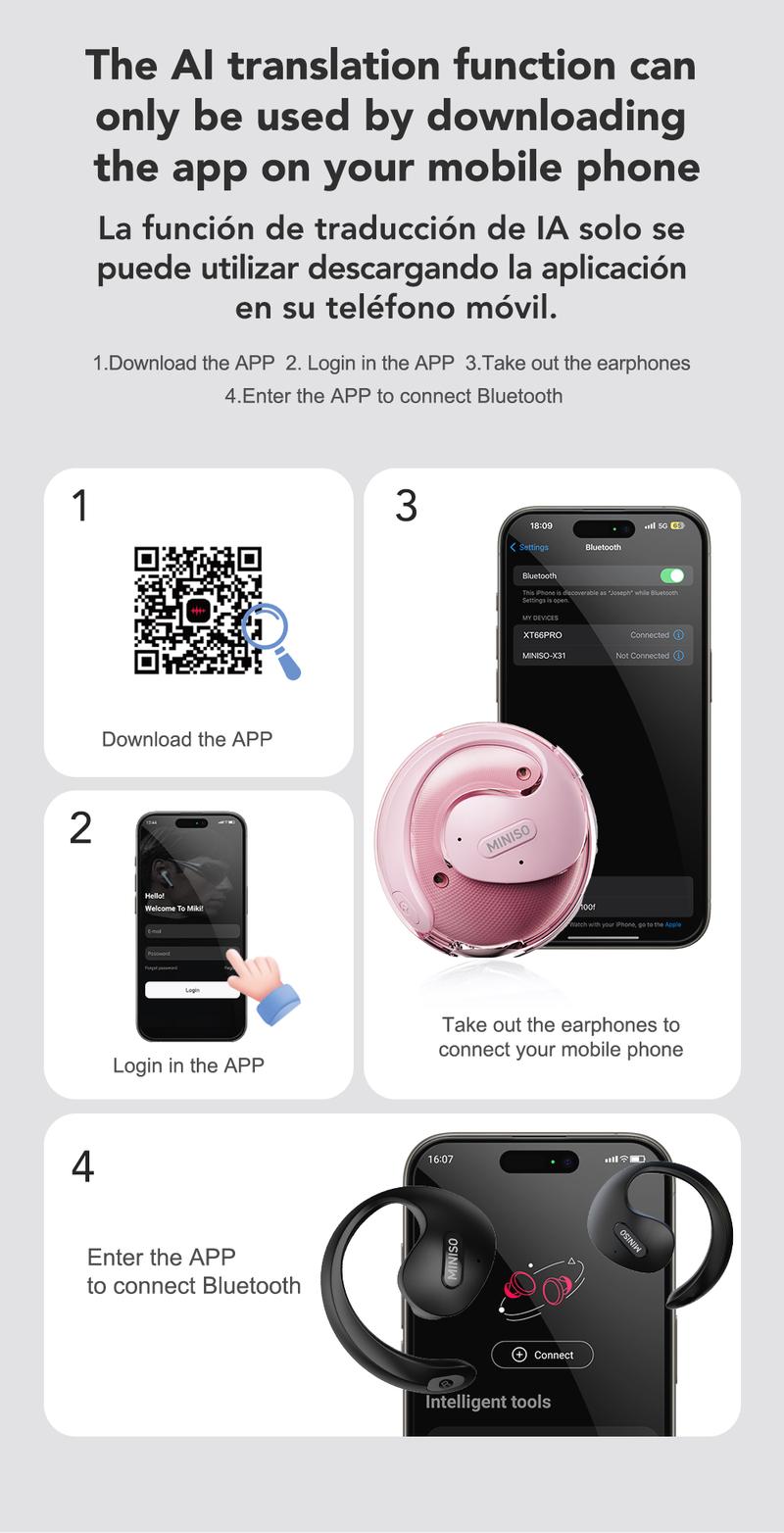 MINISO X15Pro Wireless Headphones Bluetooth 5.4 Sport Earphone Support 135 Languages HIFI Sound Quality