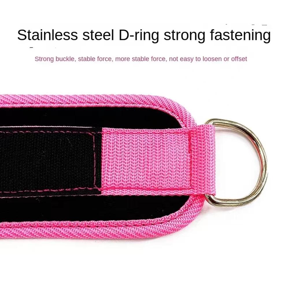 Double D-Ring Nylon Ankle Straps - Unisex Adult Fit Weighted Workout Fitness Belt, Glutes & Leg Strength Training Gym Equipment with Abductors Safety Support (Pink, Black, Blue, Red)