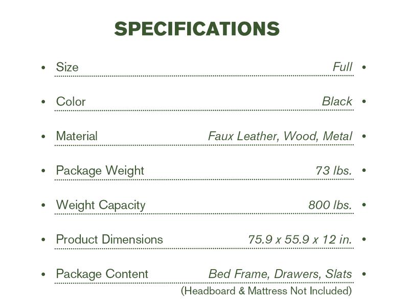 MUTICOR Platform Bed with 3 Storage Drawers, Faux Leather/ Linen Fabric Upholstered【Frame Only No Mattress】Wood Slats Support,No Box Spring Needed, Noises Free,Black/ Dark Grey#TikTokShopBlackFriday #ChristmasGifts