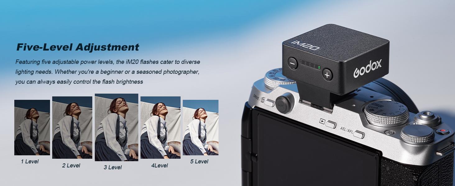 Godox iM20 with Diffuser Godox Flash USB-C Charging, Camera Flash GN 12, with 5 Levels Flash Power, 440 Full-Power Flashes Mini Flash for Sony zv1/Sony zve10 /Ricoh gr3/Fuji f1【not for ZV-1F】