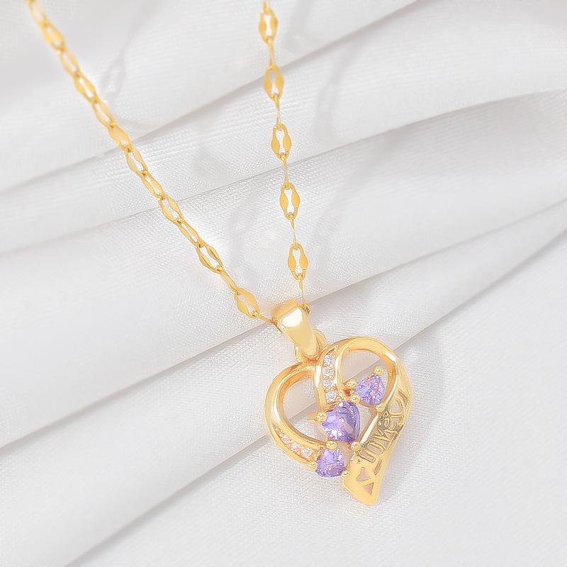1pc, golden heart necklace, daily, festival, party, men and women three-dimensional zirconia inlaid pendant, personality trend, street daily party necklace birthday gift, girlfriend gift, Mother's Day gift