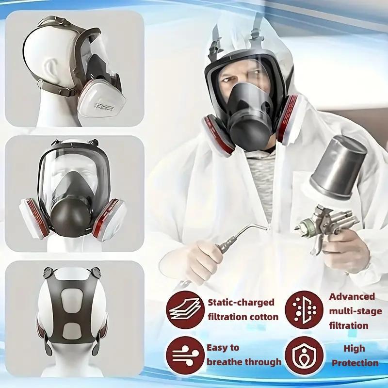Reusable Full Face Mask with Filter Box, 1 Set 17-in-1 Anti Gas & Dust Resistant Full Face Mask, Anti-fog Full Face Mask for Painting, Woodworking, Construction, Grinding, Spraying, Chemicals, D Reusable Full Face Mask with Filter Box, 1 Set 17-in-1 Anti Gas & Dust Resistant Full Face Mask, Anti-fog Full Face Mask for Painting, Woodworking, Construction, Grinding, Spraying, Chemicals, D