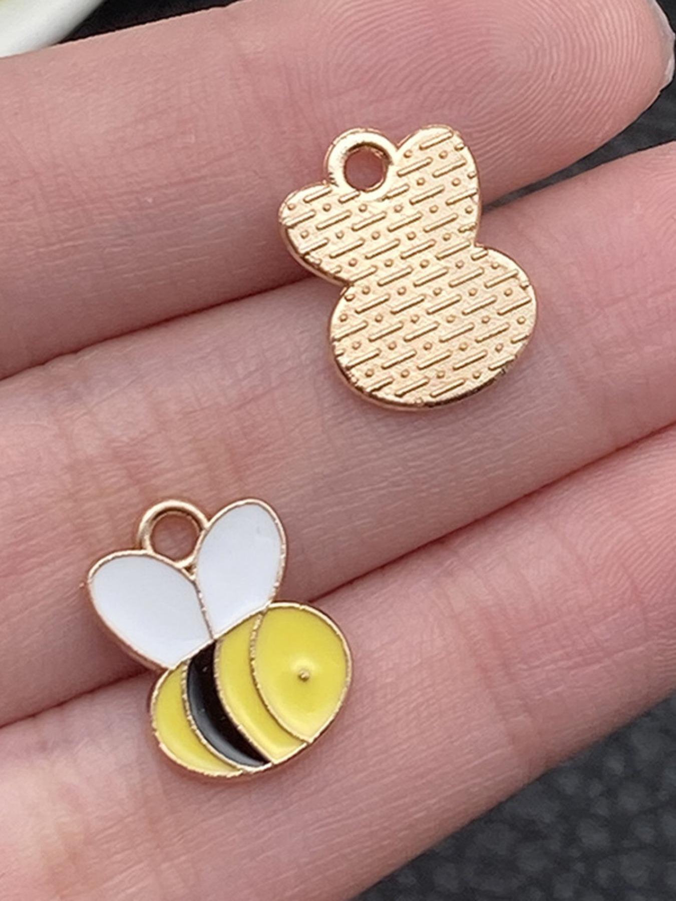 5 Piece DIY Alloy Oil Drip Jewelry Accessories Bee Insect Animal Pendants, Handmade Charm Bracelet Keychain Necklace Hanging Decorations