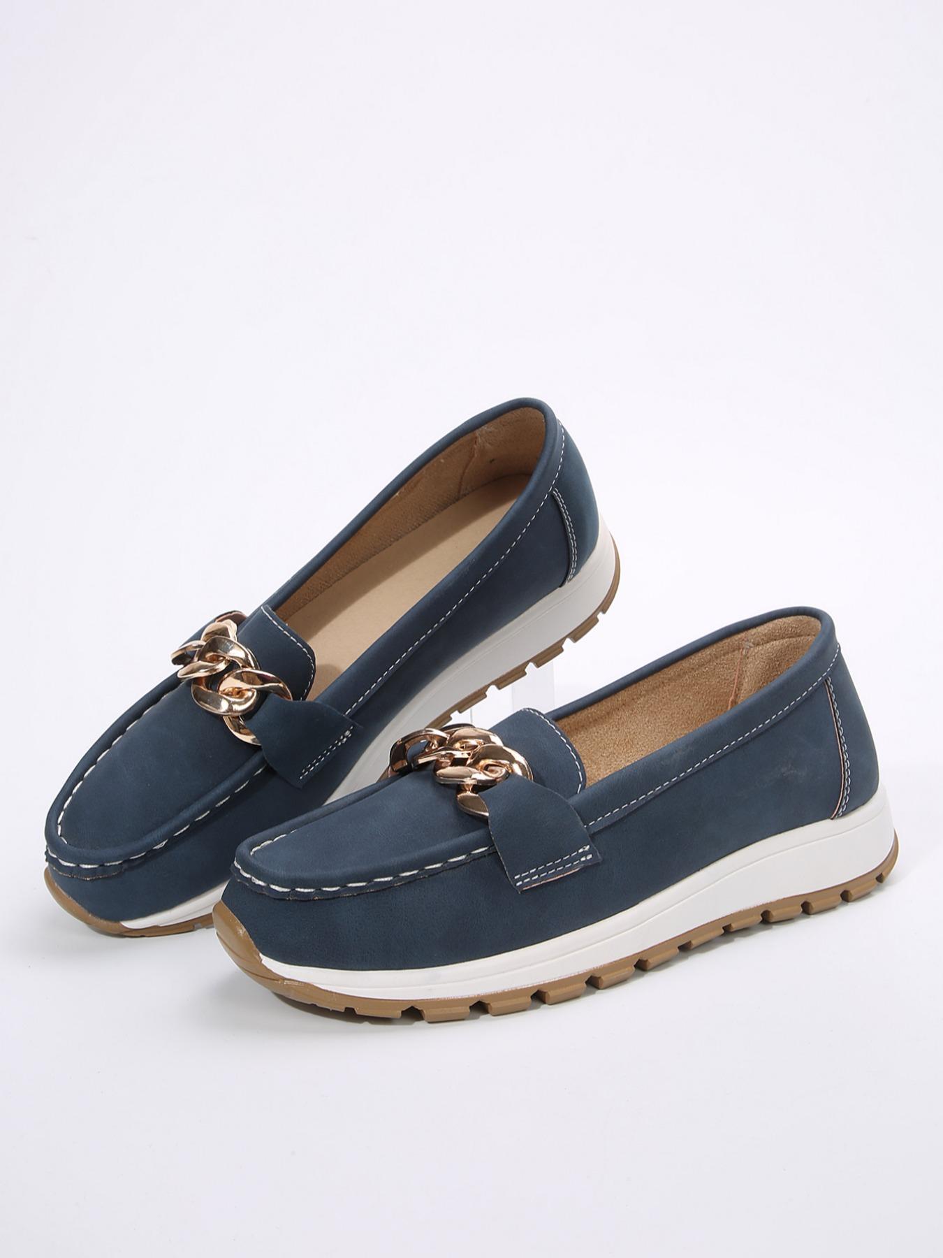 Women's Fashionable Chain Decorated Slip on Loafers, Casual Comfortable Soft Sole Shoes for Daily Wear, Trendy All-match Sneakers for Women & Girls