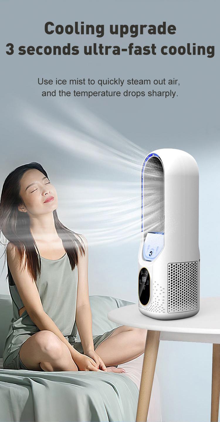 Mini Desktop Fan, Office Cooling Humidifier, Leafless Spray Cooler, USB Cold Fan, Energy Efficient, Perfect for Home & Office Use