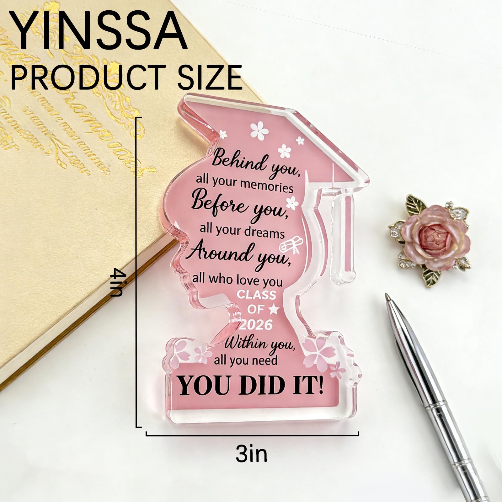 1 Piece 2026 Graduation Decoration, Graduation Gift for College and High School Graduates (Female), Personalized Acrylic Medal, Inspirational Decoration, Graduation Souvenir