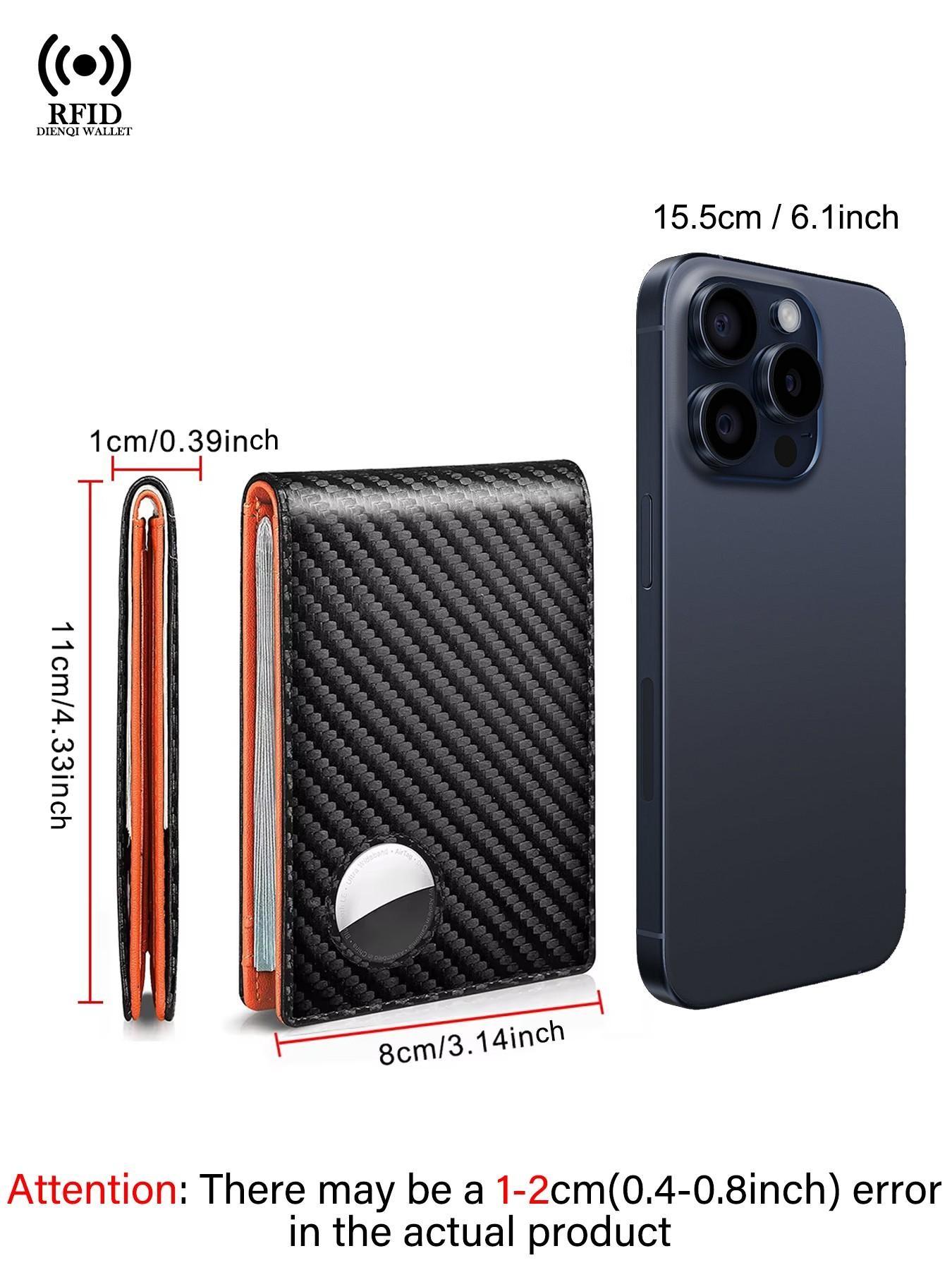 Minimalist RFID Blocking Wallet, Carbon Fiber Business Wallet, Credit Card Holder, Airtag Tracker Compatible, Daily Use Money Bag Clip