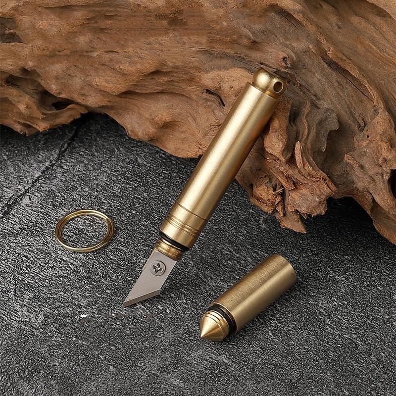 Multifunctional Brass Toothpick Knife Keychain Holder Card Pin Opener Mailbox Removal Tool, Durable & Versatile Design