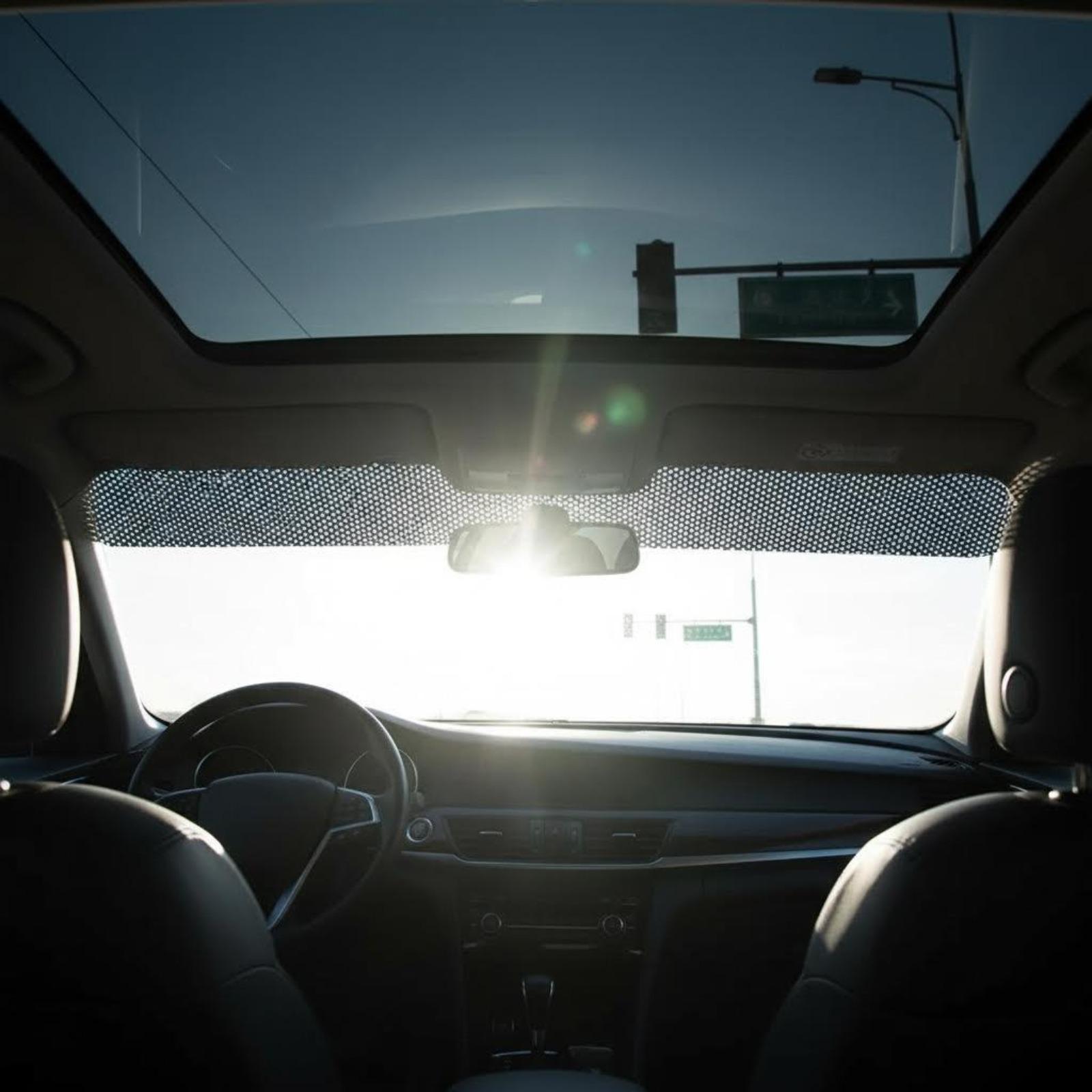 Car Windshield Sunshade Sticker, Front and Rear Window Decals, Mesh Sunscreen Film, Self-Adhesive, Fits Sedans Suvs Vans, Summer Essential