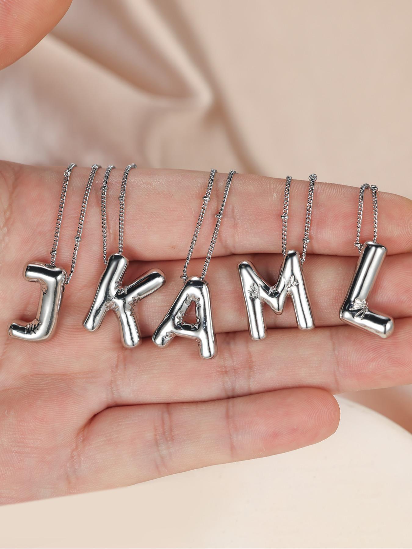 Summer Fashion Balloon Letter Charm Pendant Necklace, Fashion Bubble Letters Necklace for Party, Daily, Trendy Casual Jewelry, Initial Daily Wear Necklace, Custom Initial Necklace, Fashion Cool Accessories