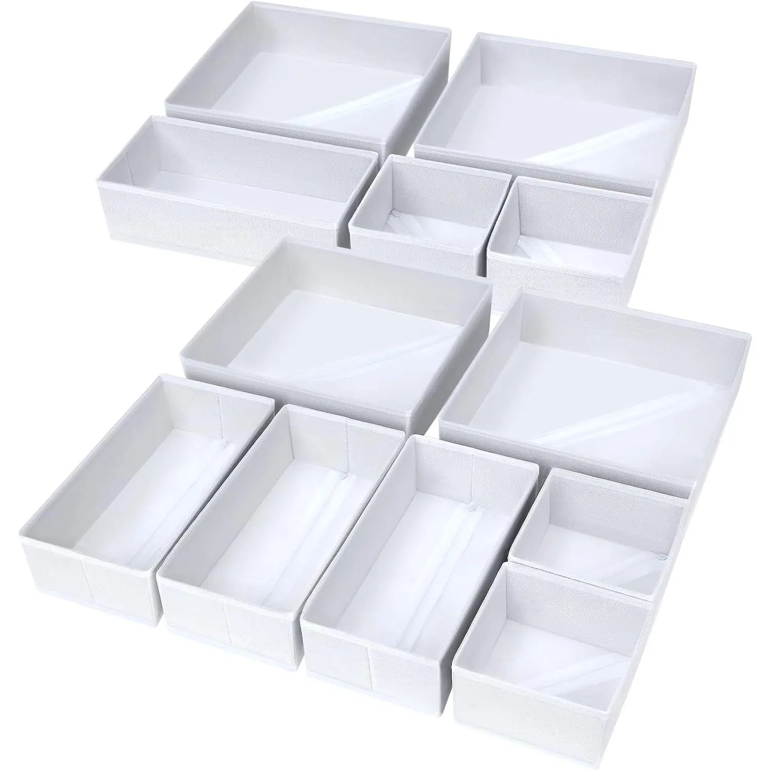 Drawer Organizer Clothes, Nursery Dresser & Closet Storage, White, 15 Pack