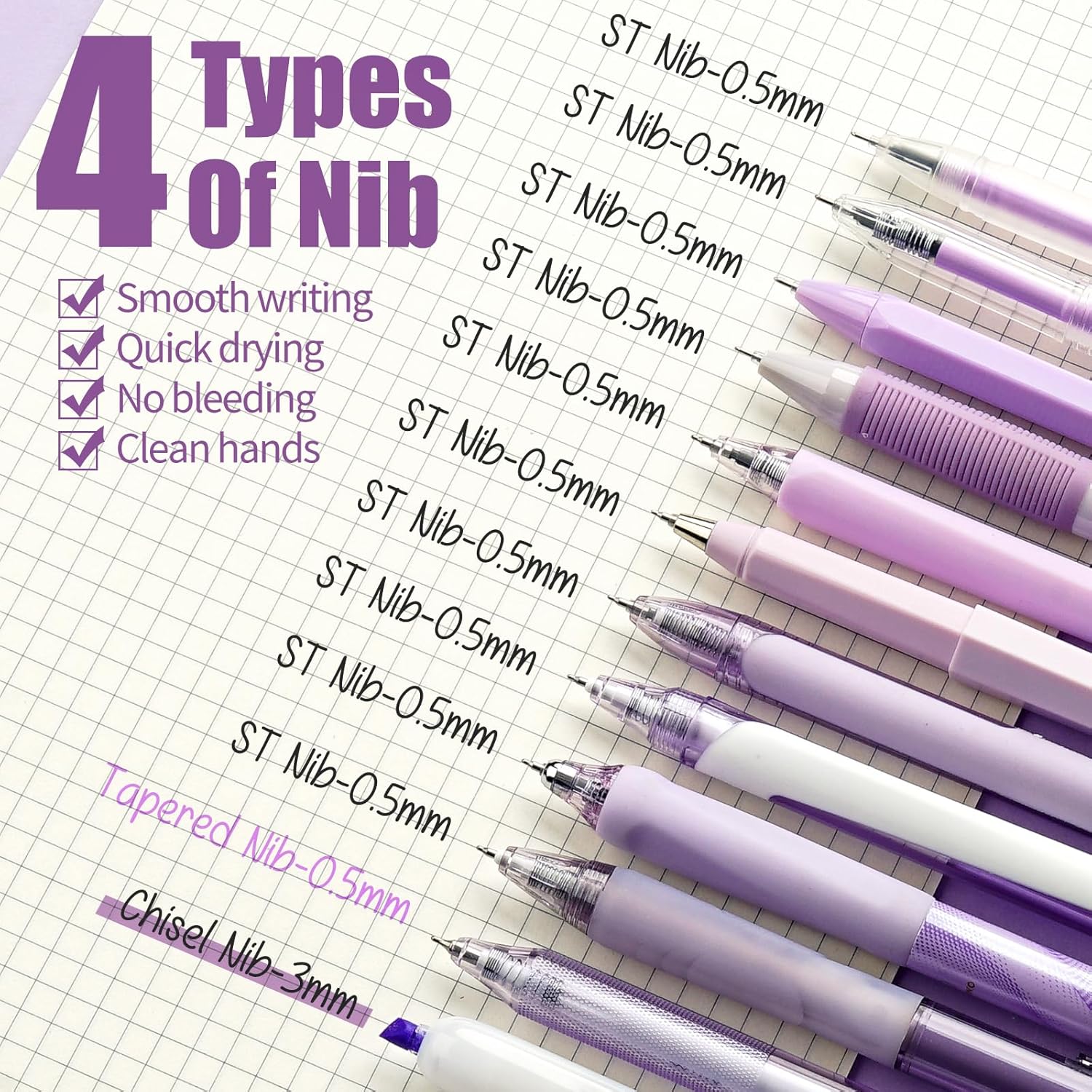 Four Candies Rose Series Gel Pens Set of 12 with 10 Black & 1 Pink Ink 0.5mm Fine Point for Smooth Writing School Office Supplies Girly Aesthetic Desk Accessories for Women Christmas Gift, Adults and Artists, Nurse Aesthetic