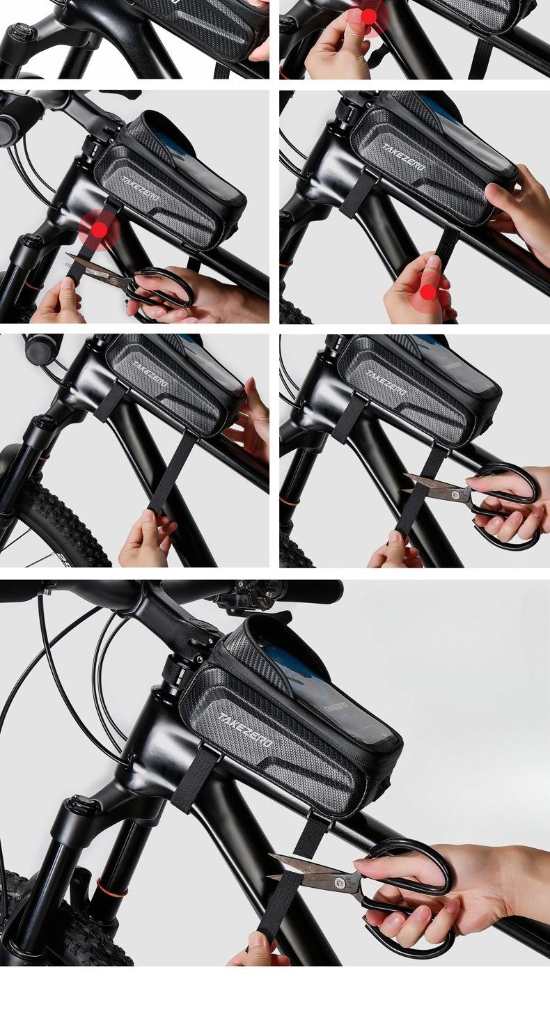TAKEZERO Bicycle Front Top Tube Bag Touch Screen Bicycle Frame Bag Bicycle Bag 1L Large Capacity Adjustable Cycling Bag Bicycle Accessories