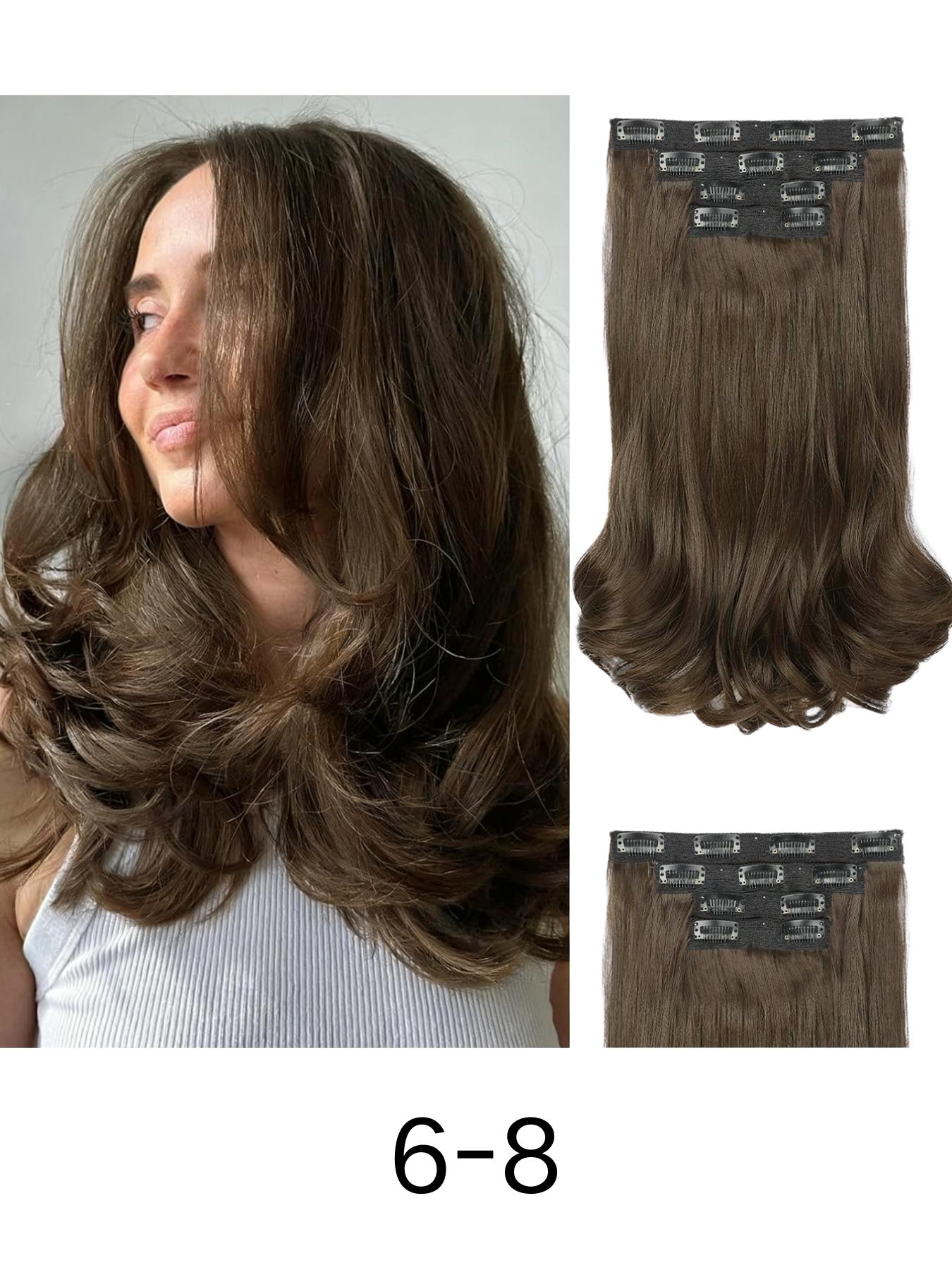 4-Piece Hair Extension Set, Medium Length Curly Synthetic Hair Clips, Invisible Hair Extensions for Women, Daily & Wedding Use