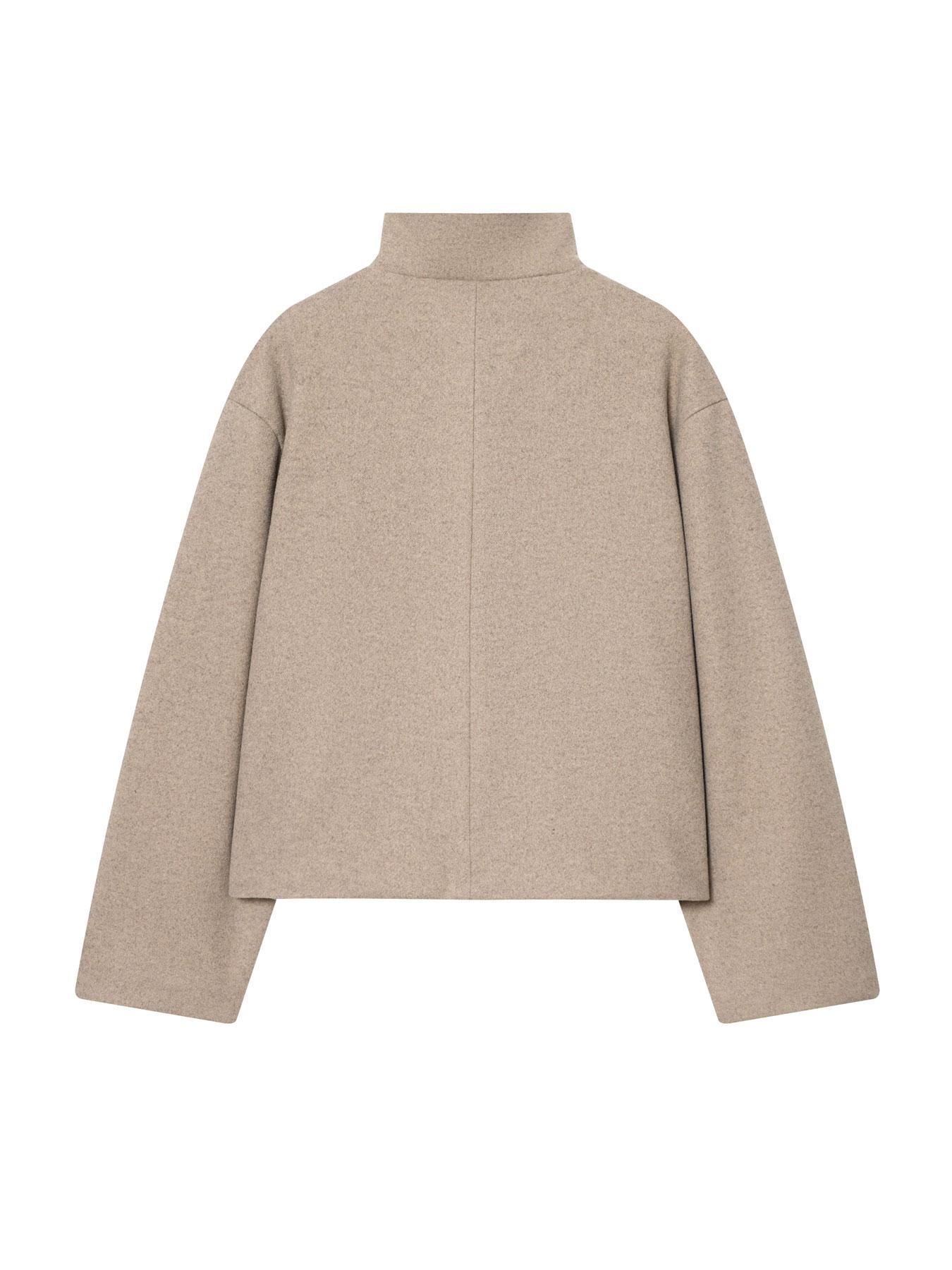 Women's Autumn Winter Stand Collar Wool Blend Jacket, Pure Color Fashion Outerwear, Asymmetrical Button Closure, Casual Lapel Long Sleeve Coat