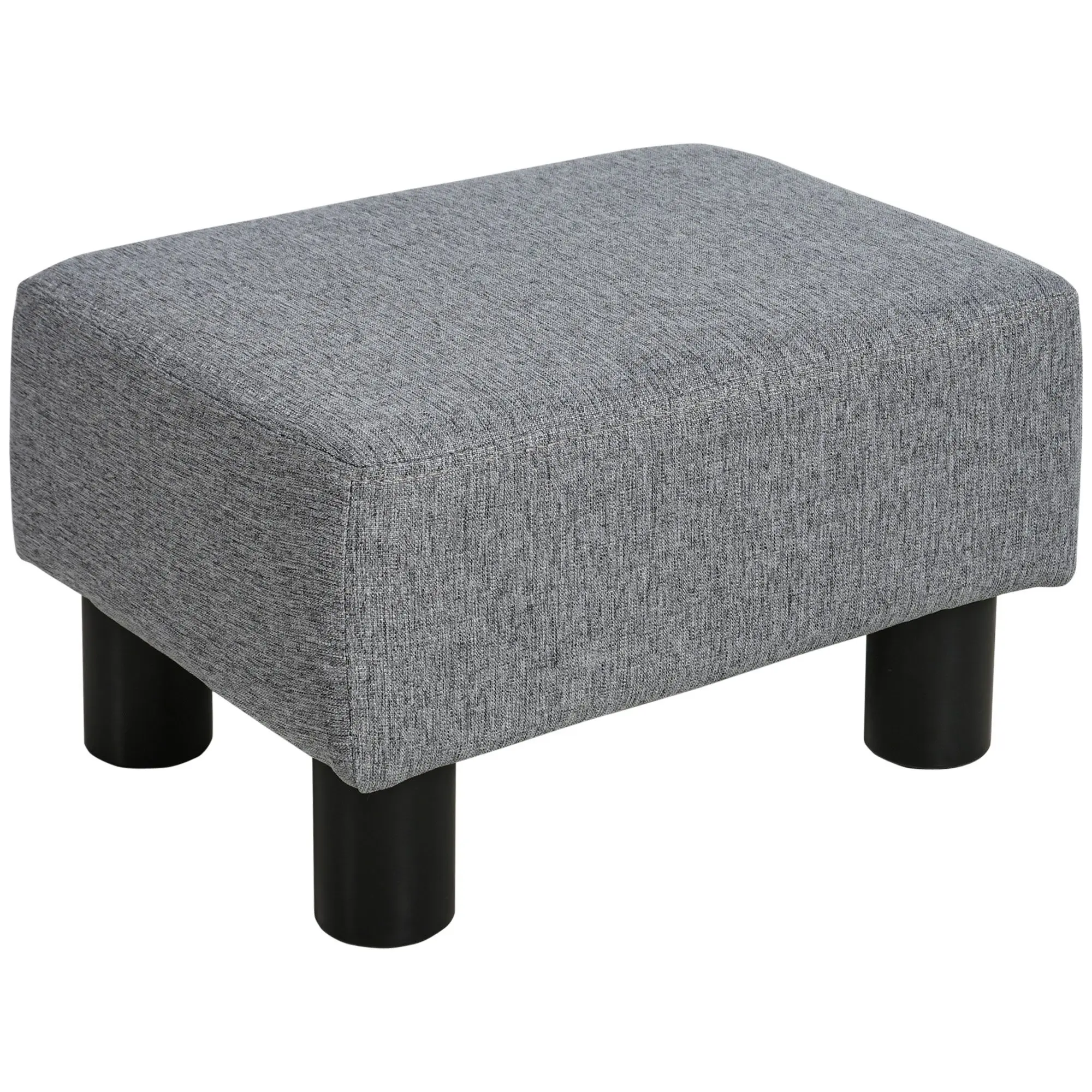 Bellemave 16" Gray Linen Rectangle Footstool - Lightweight Multi-Use Ottoman Cube, Suitable for Living Room, Bedroom