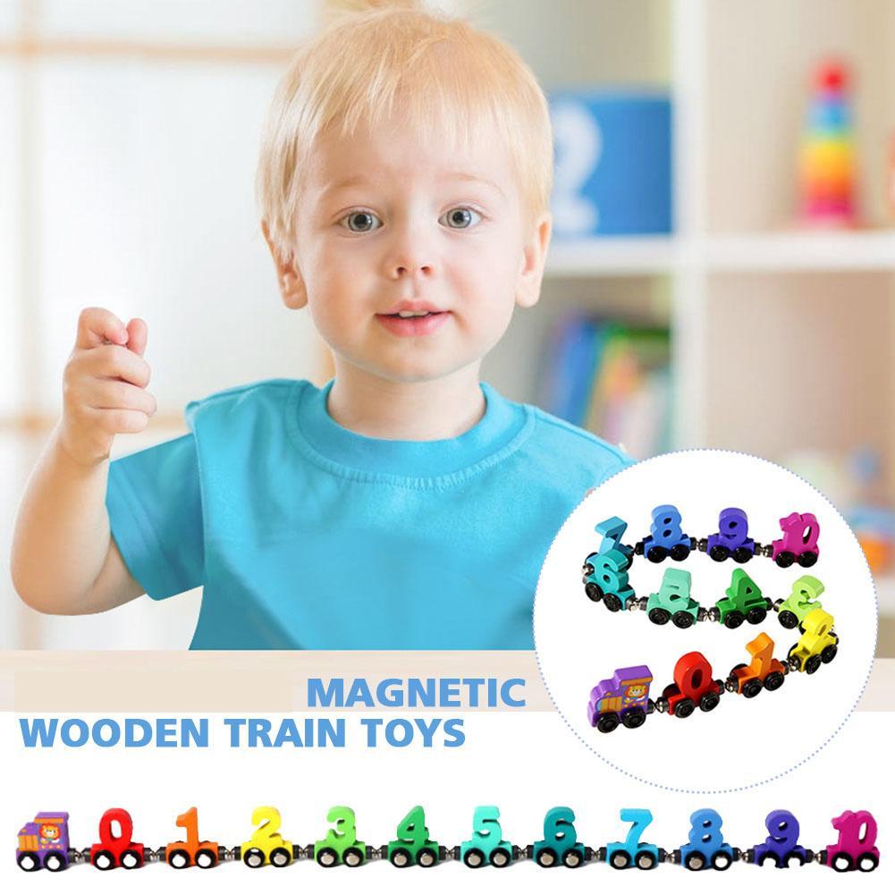 Wooden Number Digital Magnetic Train Toys Colorful Building Blocks Educational Hand-eye Coordination Magnetic Digital Train