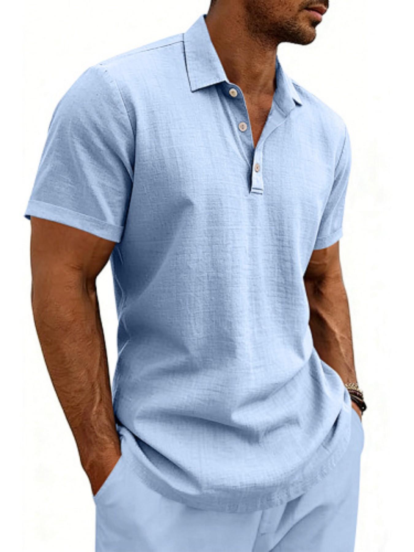 Men's summer textured slim fit short sleeved polo shirt! Breathable and sweat proof, with a three button design that allows for versatile commuting and vacation scenarios