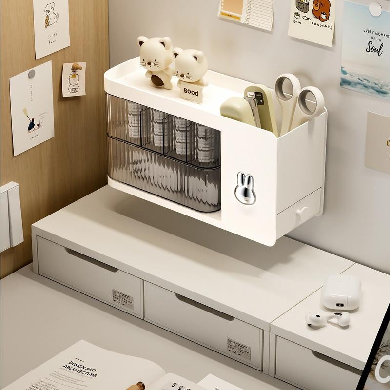 Rotating Wall-Mounted Multi-Functional Desktop Storage Box, Organize Phone Charger Cables, Bathroom Small Items, Home Office Use