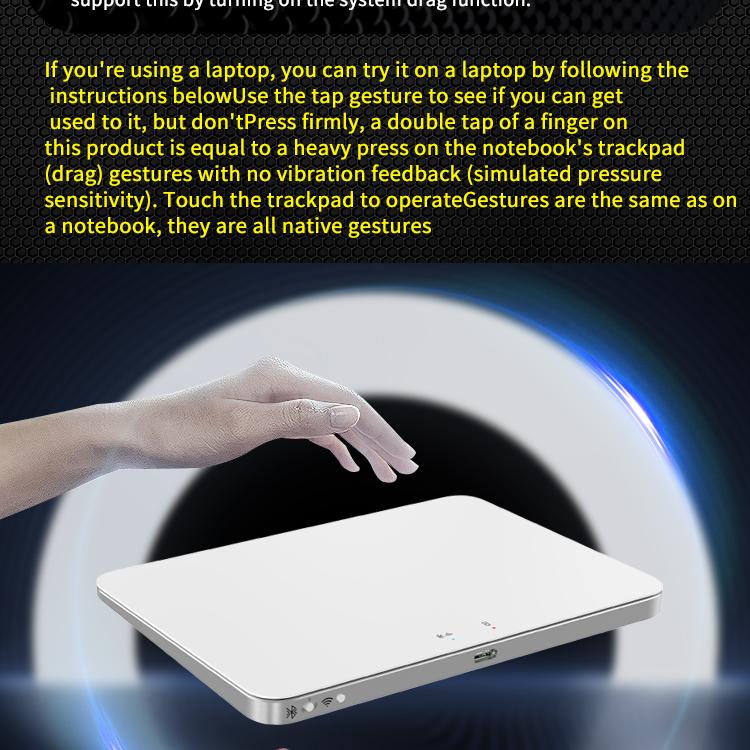 JOMAA Bluetooth Wireless+Wired Trackpad 2.4G Tri-Mode Touchpad Mouse Rechargeable High-Precision Touchpad for IOS Mac Windows