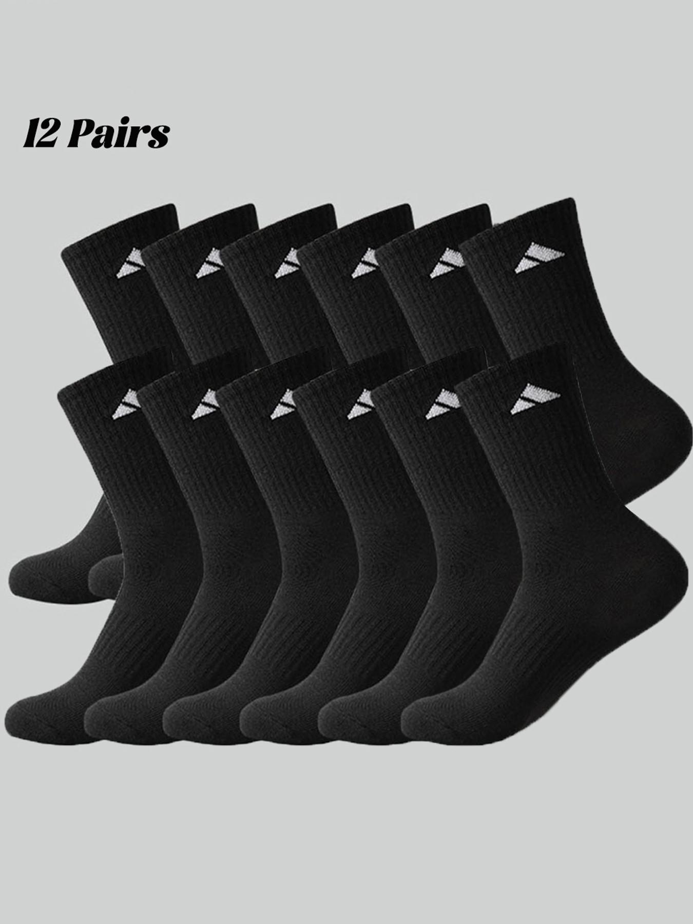 12 Pairs Men's Mid-Calf Sports Socks, Long Tube Running Socks, Unisex Couple, Moisture-Resistant, Breathable, Anti-Slip, Ideal for Hiking