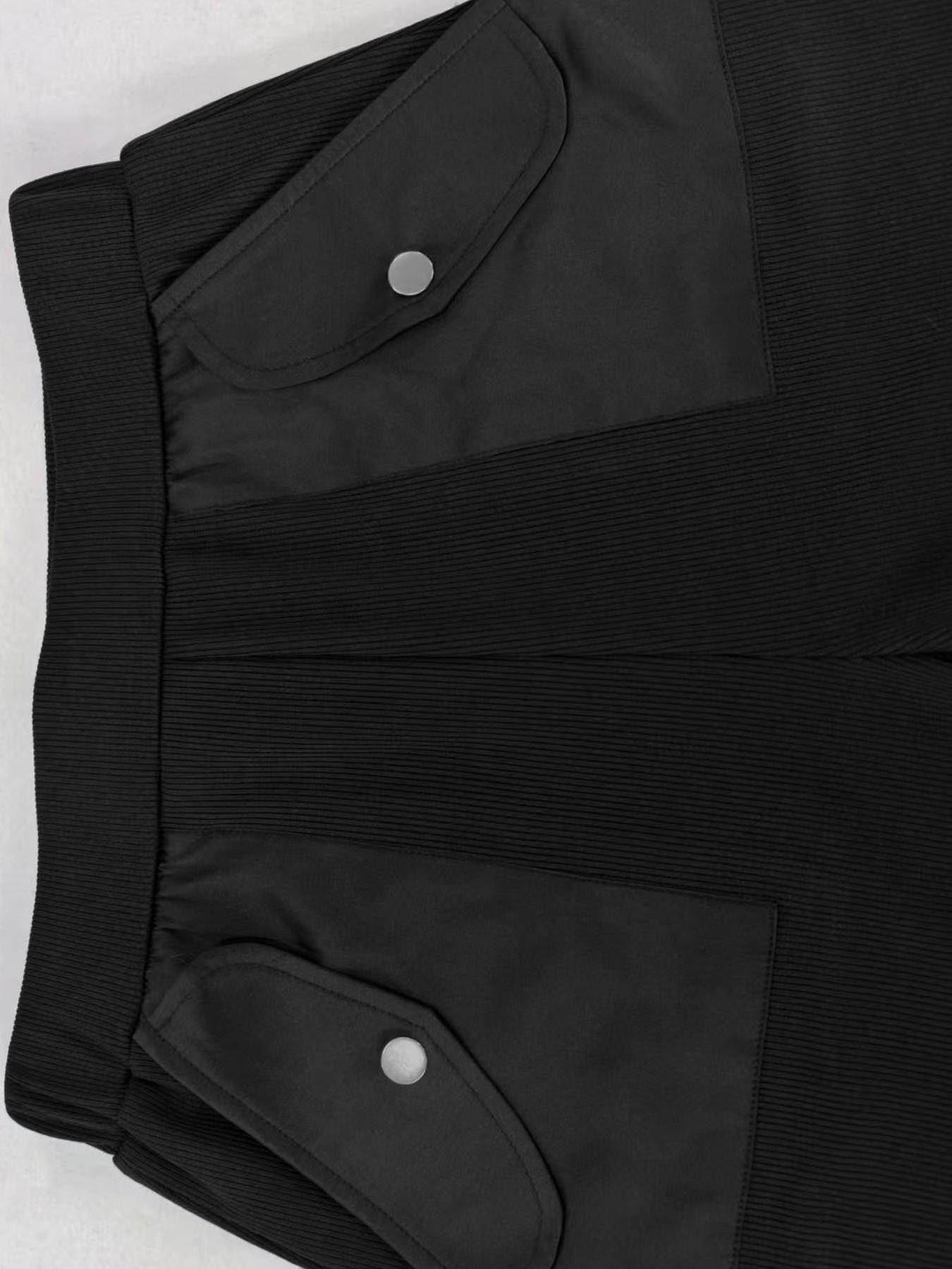 Women's Casual Fitted Set Top with Collar, Long Sleeve, Patchwork, Wide Leg Pants with Pockets, All Seasons Wear