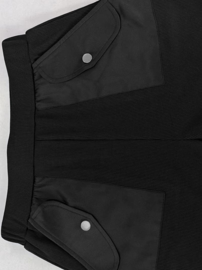 Women's Casual Fitted Set Top with Collar, Long Sleeve, Patchwork, Wide Leg Pants with Pockets, All Seasons Wear