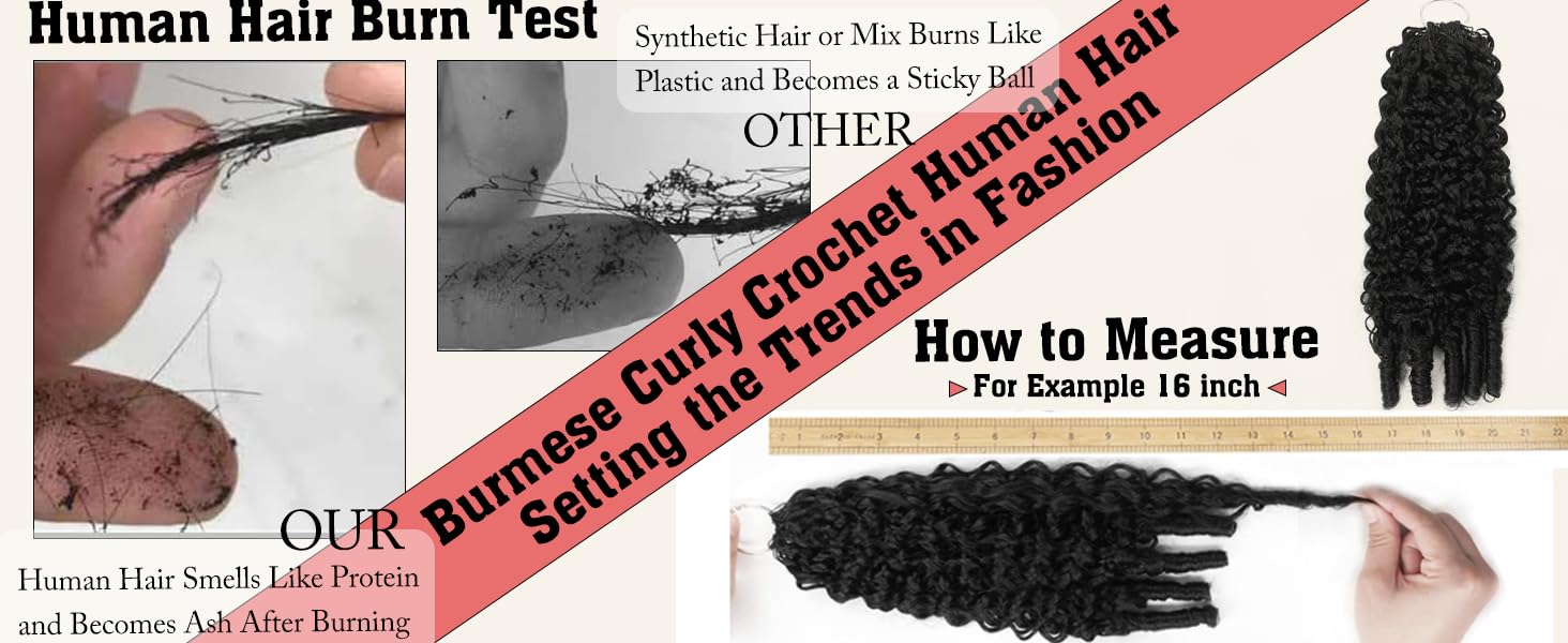 Burmese Curly Feather Crochet Human Hair Bundles Human Crochet Hair Pre Looped 100 Strands Pre-Separated Reusable Invisible 100% Virgin Human Hair Crochet Extensions 16 Inch 120g Natural Black