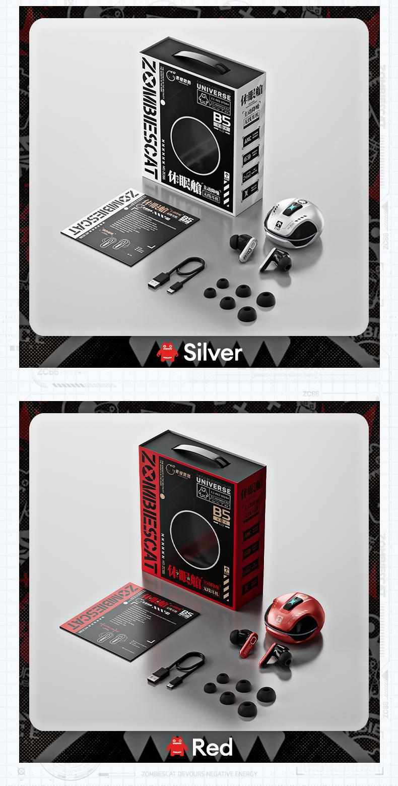 ZOMBIESCAT B5 In-Ear Wireless Headphones with Bluetooth 5.4, ANC TWS Earbuds with RGB Ambient Lighting, Ergonomic Comfort Design, IPX4 Waterproof, Audio Wireless Headsets for Music & Phone Calls