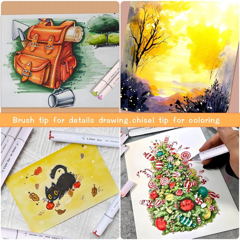 Alcohol Based Brush Markers, Art Markers Pen, 80/120pcs/set Double Tipped Art Marker Set, Refillable Dual Tips Marker Set for Artists Adults Coloring Sketch