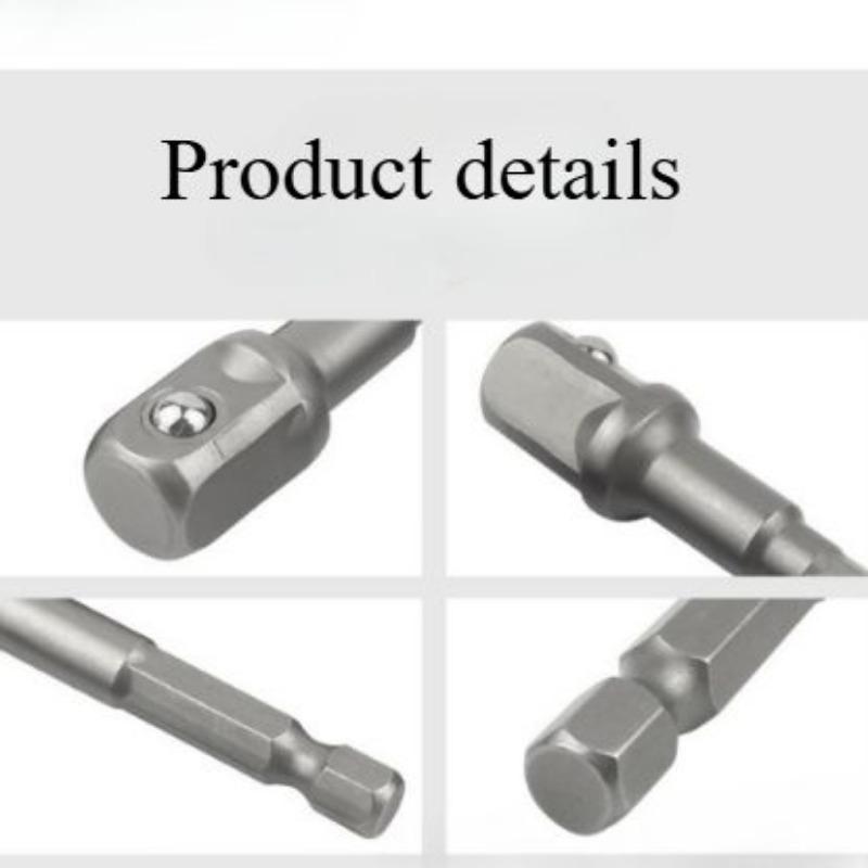 3pcs Chrome Vanadium Steel Socket Adapter Set, Hex Shank (1/4", 3/8", 1/2"), Durable Extension Drill Bit Set for Electric, Pneumatic, Manual Screwdrivers, Construction Tools