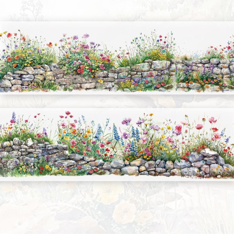 DIY Decorative Pet Tape Stickers, Wall Theme Decoration, Scrapbooking Album Supplies, Creative Craft Accessories, DIY Decal Film for Home & Office Use, Floral Pattern Sticker