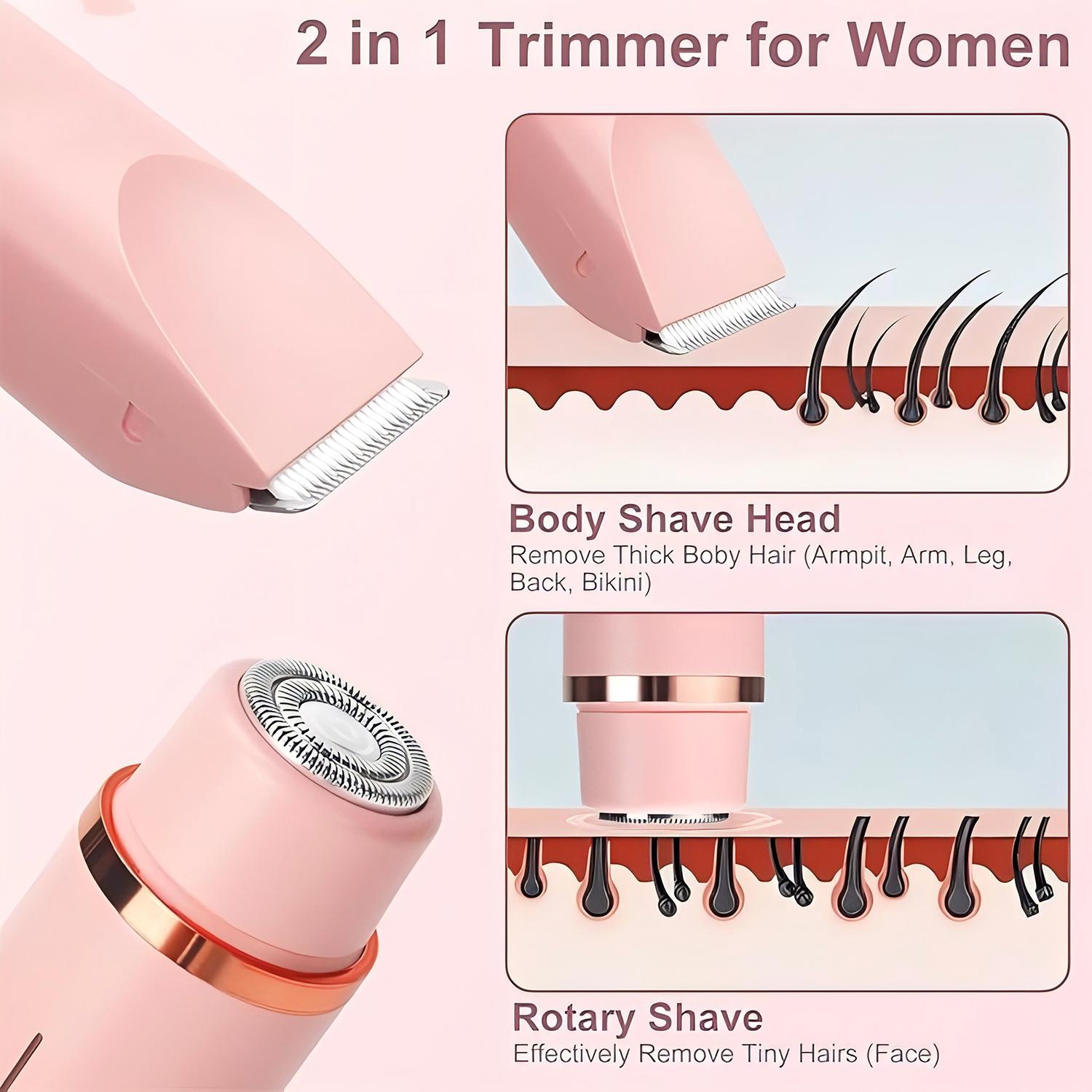 Electric Bikini Trimmer, 2-in-1 Body and Facial Hair Removal Dual-Head Electric Shaver, Waterproof USB Rechargeable Cordless Hair Trimmer for Women, Portable Hair Trimmer, Multifunctional Festival Gift Electric Bikini Trimmer, 2-in-1 Body and Facial Hair Removal Dual-Head Electric Shaver, Waterproof USB Rechargeable Cordless Hair Trimmer for Women, Portable Hair Trimmer, Multifunctional Festival Gift