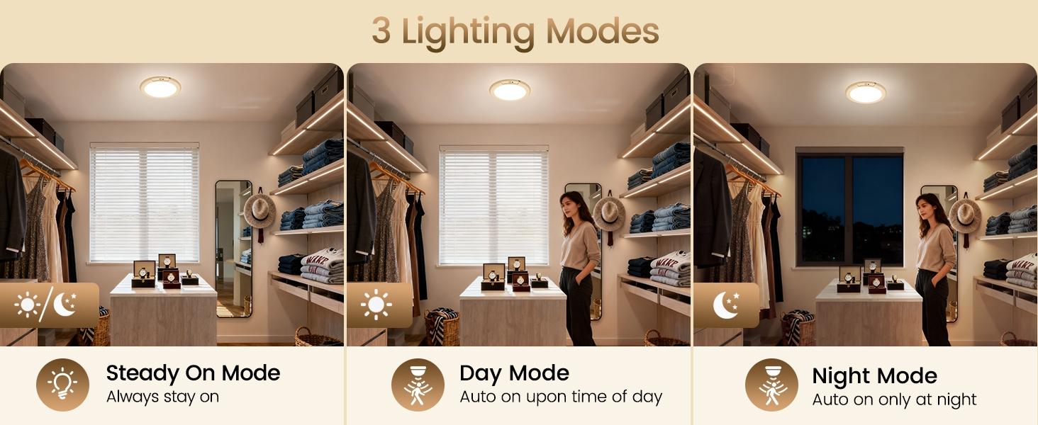 Rechargeable Ceiling Light with Remote Control, Human Body Sensing, Adjustable Color Temperature, Wall-Mounted, Ideal for Closet, Storage, Living Room