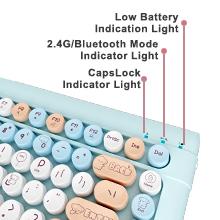 Wireless Bluetooth Keyboard for Mac, iPad, iPhone, PC, and Android—Connect Up to 3 Devices, Portable 84-Key Retro Typewriter Style, Light Blue