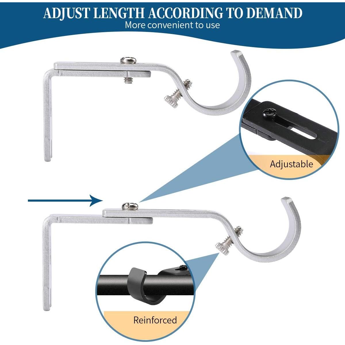 Heavy Duty Adjustable Curtain Rod Brackets - Holders for 3/4 or 5/8 Inch Rod, (2 PCS, )