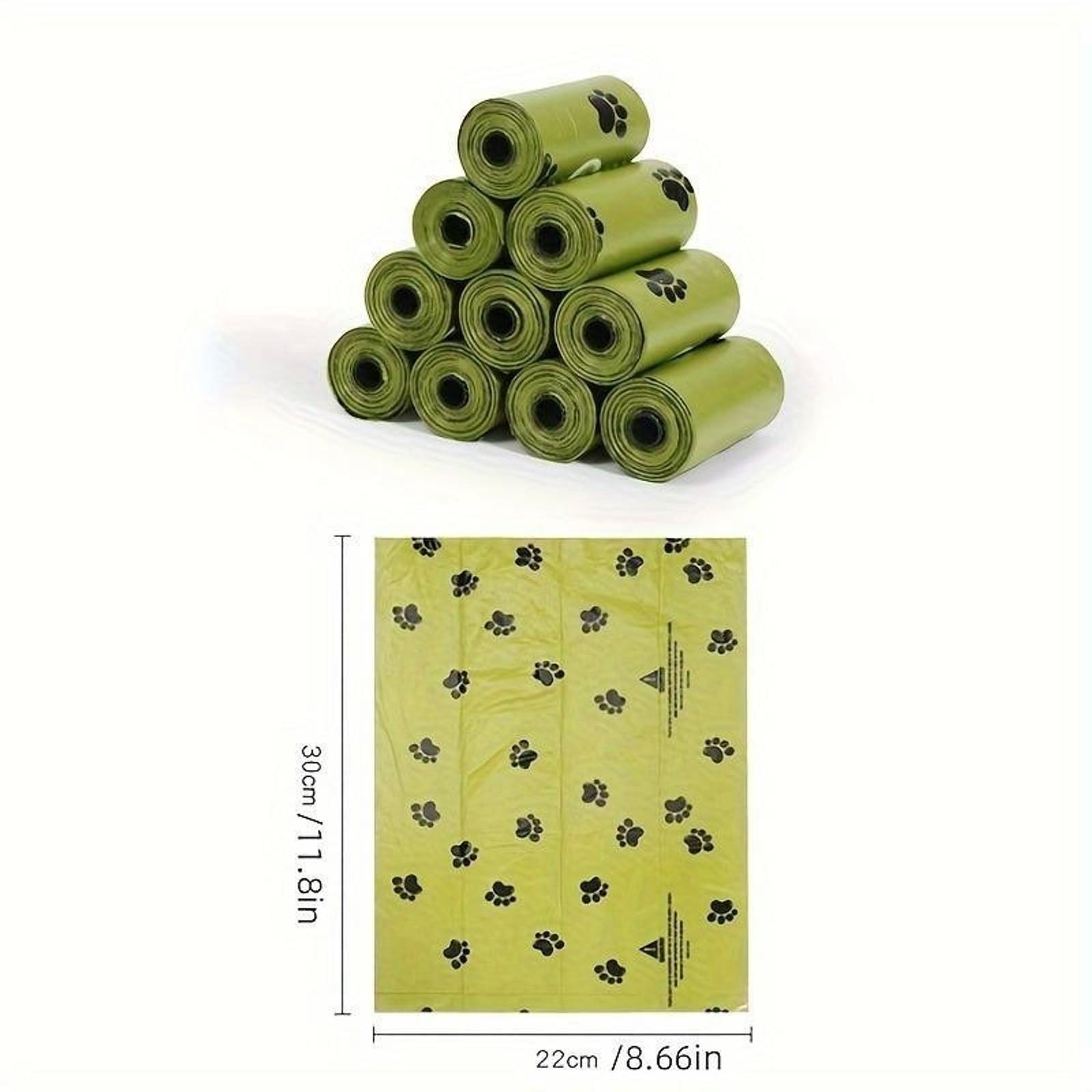 Dog Waste Bag with Paw Print Design, 14 Rolls Leak-proof Poop Bag, Durable Plastic Poop Bags for Pet Cleanup & Outdoor Use, Stretchable Litter Scooper