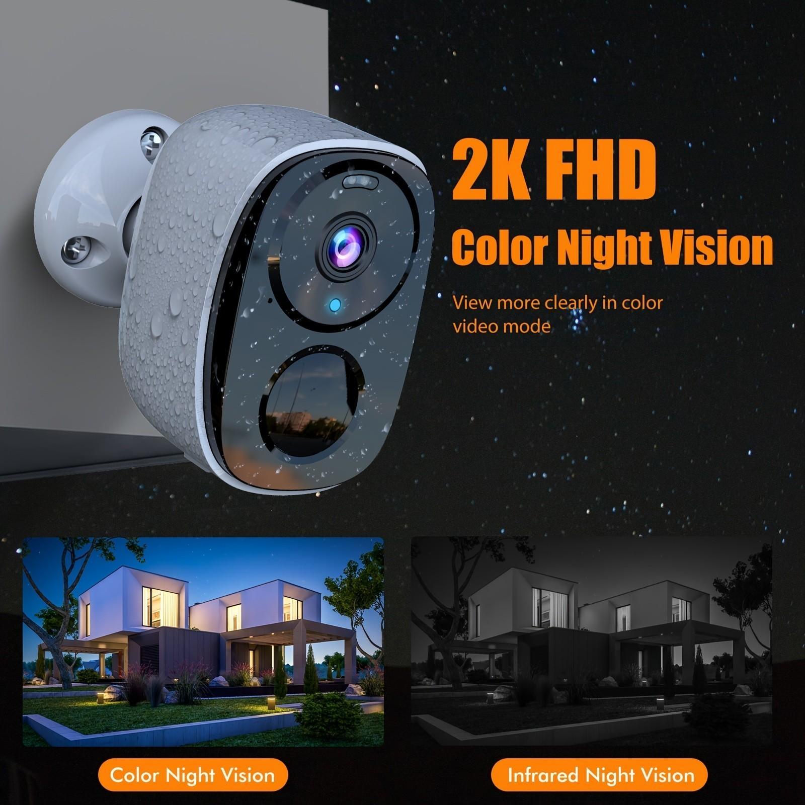 Wireless WiFi Security Camera, Battery Powered, 4000mah Capacity, Long Standby, Night Vision, Motion Detection, Home Monitoring for Seniors and Kids